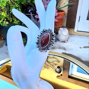 Carnelian Sterling Silver 925 Ring Size 7.5